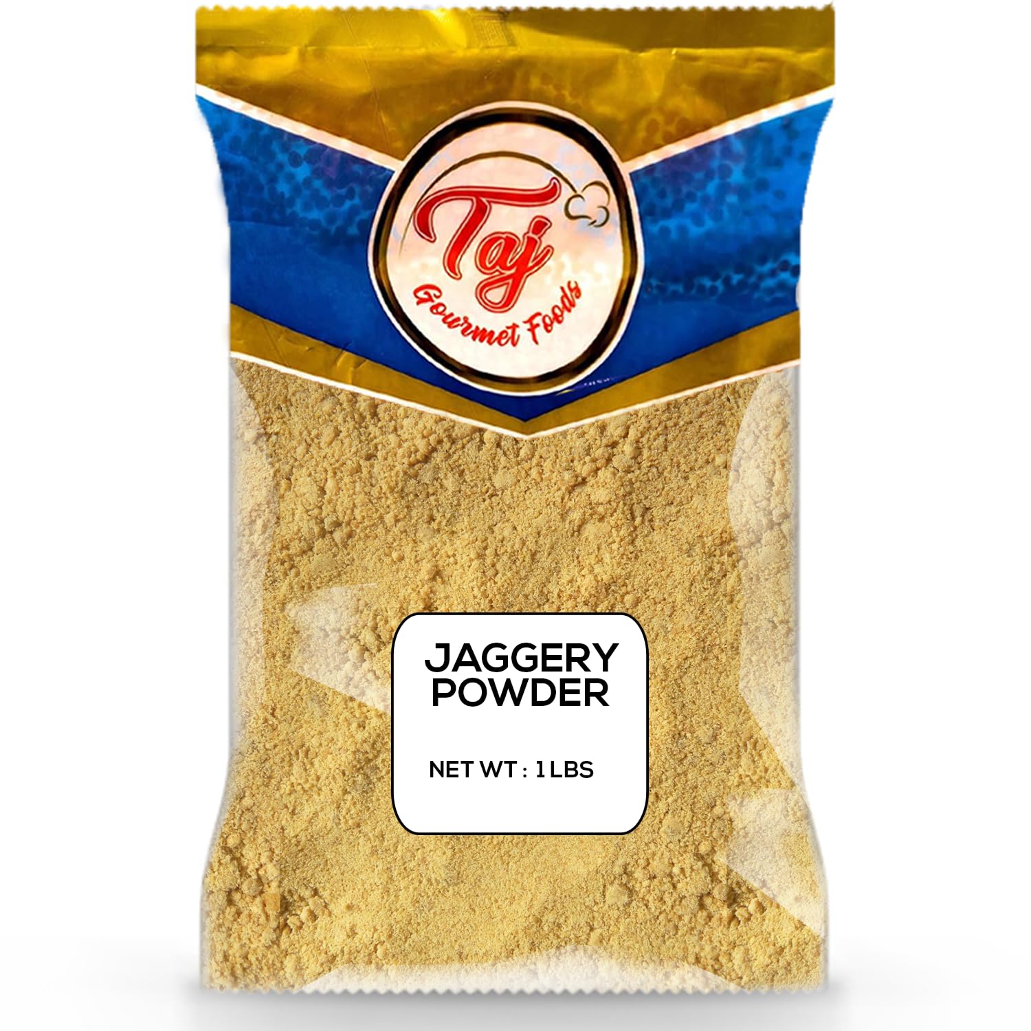 TAJ Kolhapuri Jaggery Powder | 1-Pound (454g) Indian Gur Powder, Unrefined Raw Cane Sugar Powder