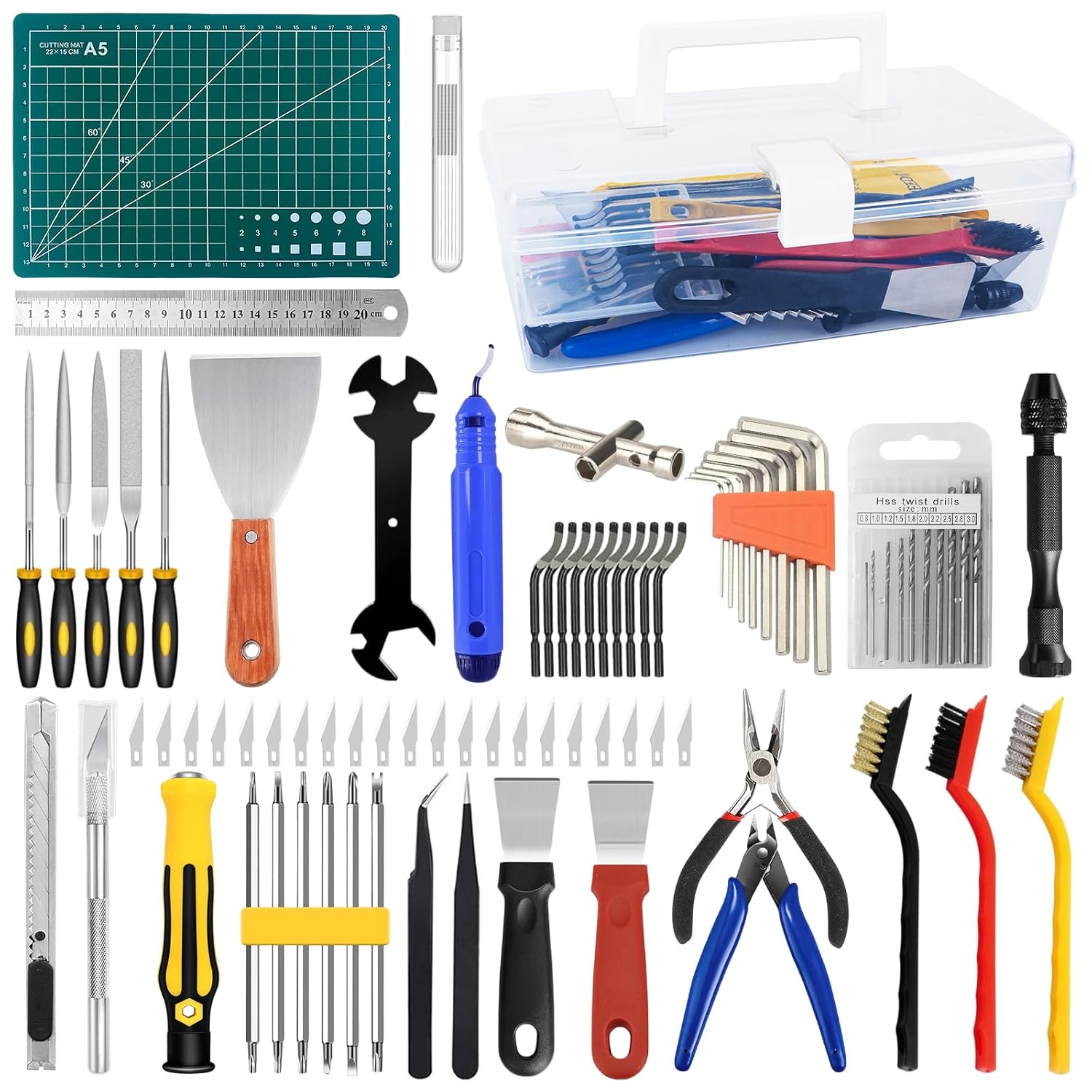 HIMOMO 99 PCS 3D Printer Tool Kit, 3D Printer Accessories Includes Deburring Tool, Cleaning Brush Set, Screwdriver, Wrench, Cutting Mat, Toolbox, 3D Printing Tools for Cleaning 3D Printerss