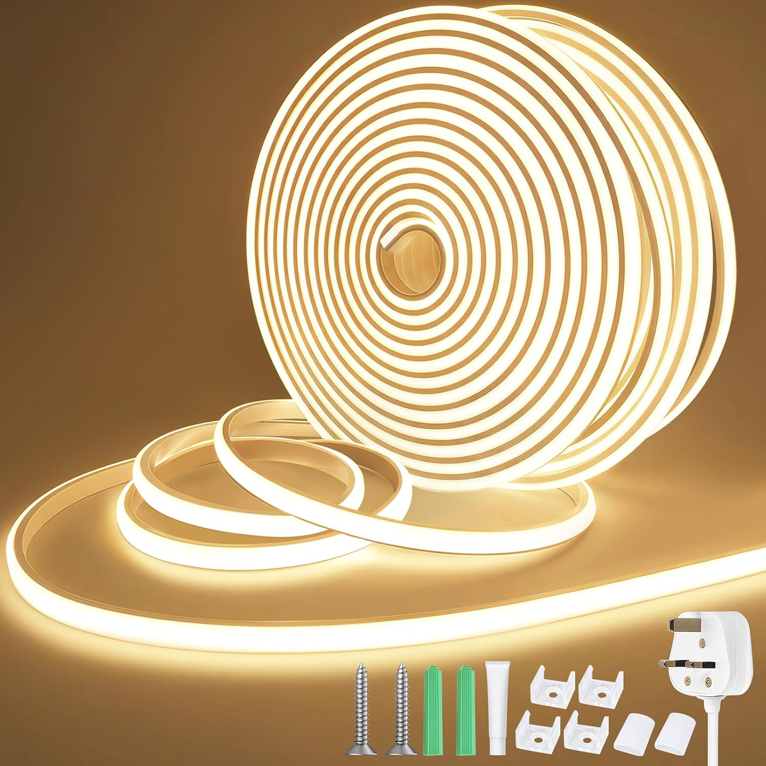 Lamomo COB LED Strip Light 20M, Outdoor Waterproof Natural White Neon Rope