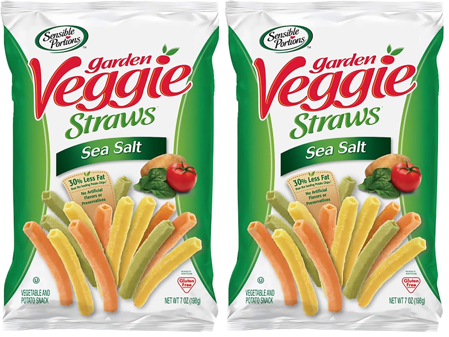 Sensible Portions Garden Veggie Sea Salt Straws, 7 oz (Pack of 2)