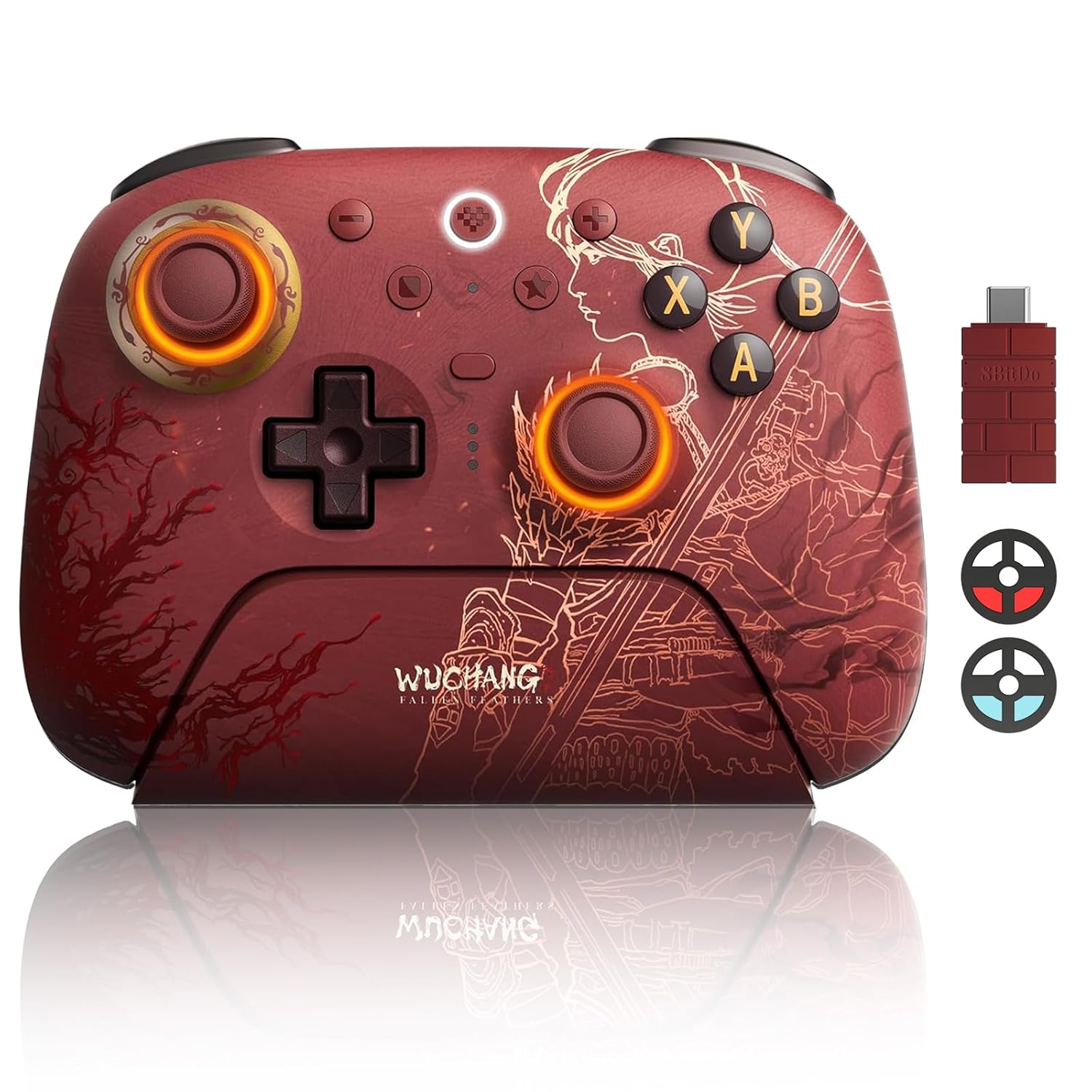 8BitDo Ultimate 2 Wireless Controller with TMR Joysticks for Windows & Android, Gaming Controller with Switchable Hall Effect/Tactile Triggers, RGB Fire Ring, 8Speed Wireless Tech, Charging Dock,Red-WUCHANG: Fallen Feathers