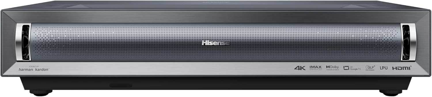 Hisense Laser Cinema PX3-PRO Triple Laser Ultra Short Throw Projector, 80"~150", 4K UHD, High Contrast, IMAX Enhanced, Dolby Vision & Atmos, HDR10+, 3000 Lumens, Google TV, Designed for Xbox