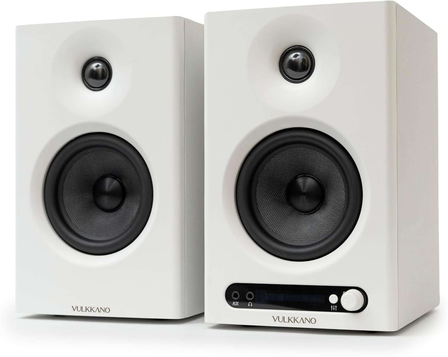 VULKKANO PRO4 Studio Monitor Speakers with 4” Woofer, Bluetooth, Balanced TRS Input, RCA, Headphone Output, AUX, Optical, EQ Adjustments, PC Monitor Speakers
