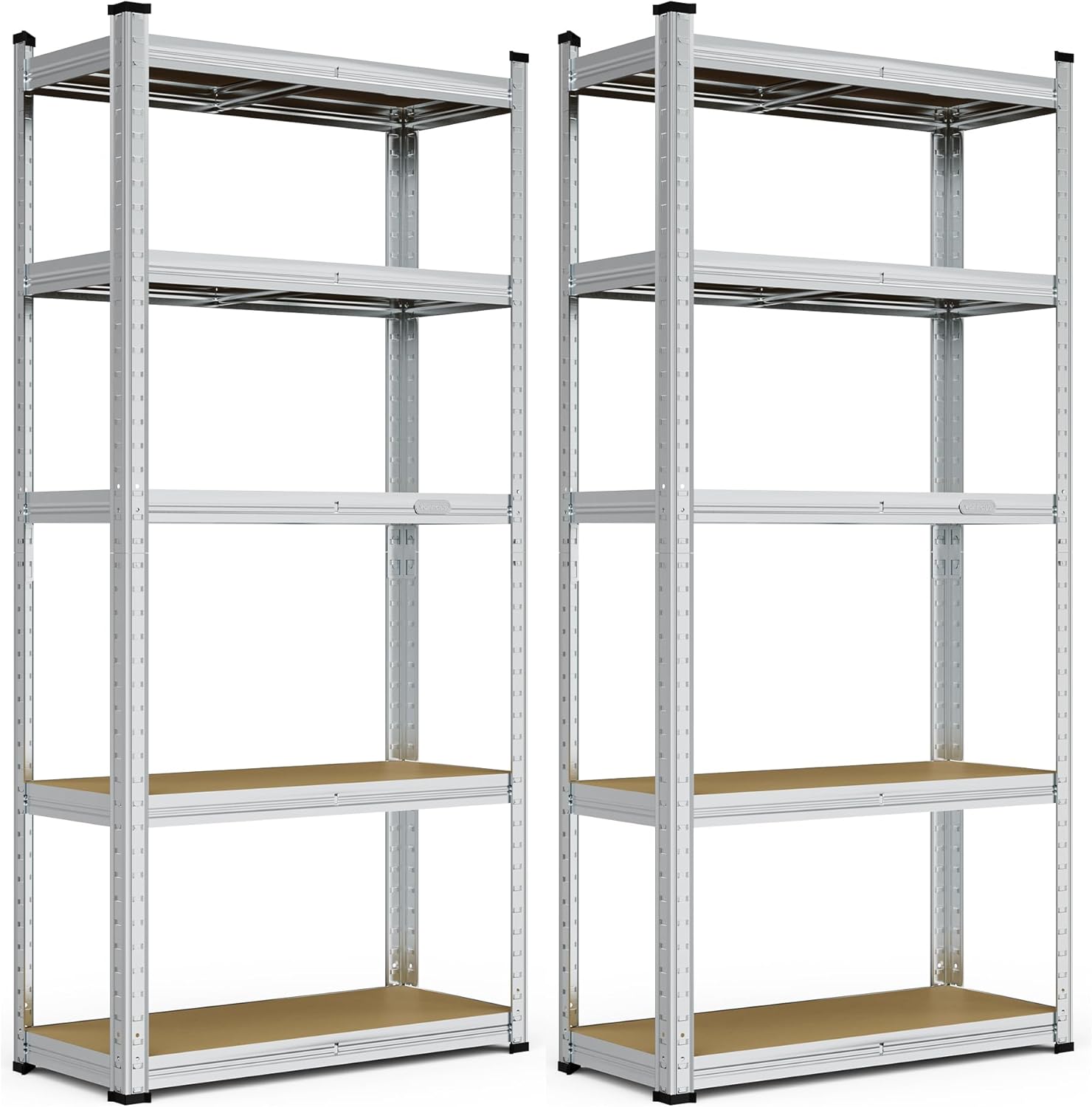 VonHaus Garage Shelving Units - Pack of 2 Heavy Duty Racking for Home, Office, Shed and Garage Storage - 5-Tier Shelving Units for Storage, 175kg Capacity Per Shelf - 1.5m Racking