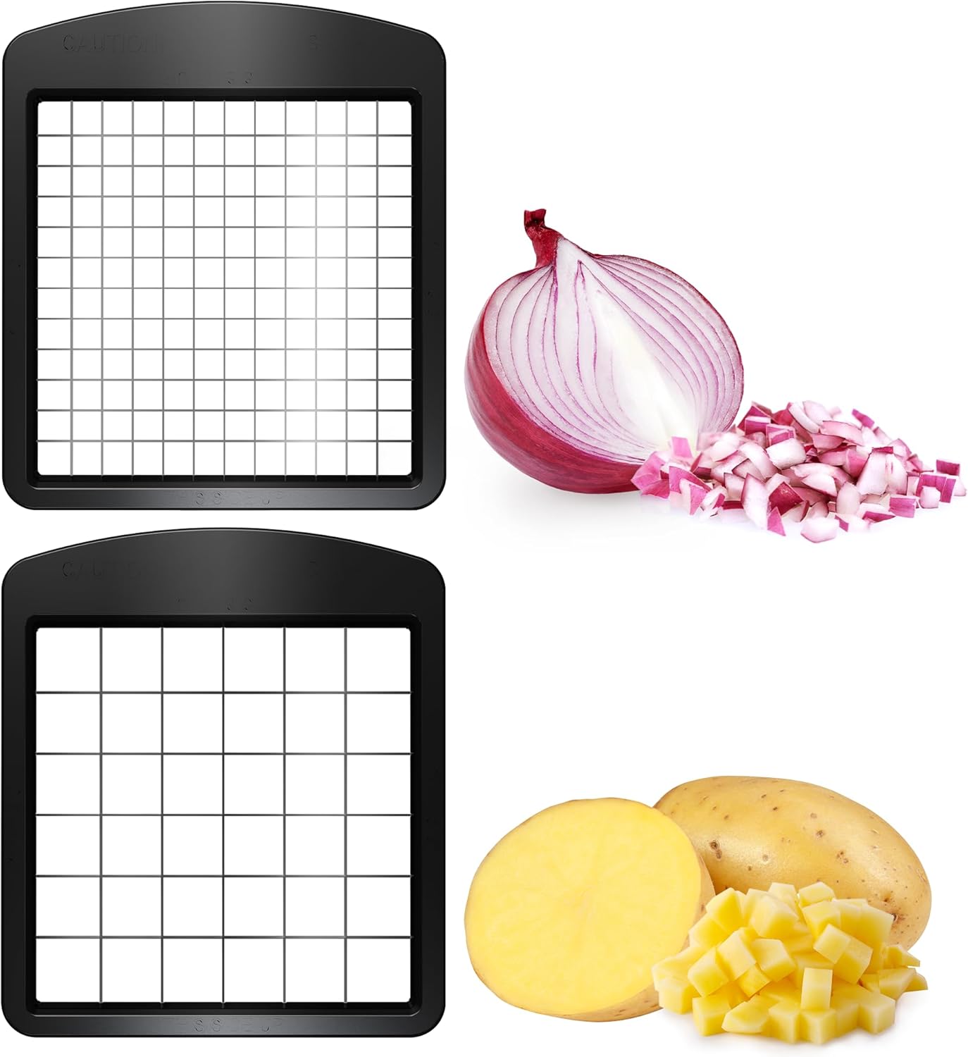 Fullstar Blade Replacement Set for Vegetable Chopper Only – 2pc Insert Set for Veggie Chopper – Large Dice for Potatoes, Apples, Pears & Small Dice for Onions, Tomatoes (3.9 x 4.4 inches)