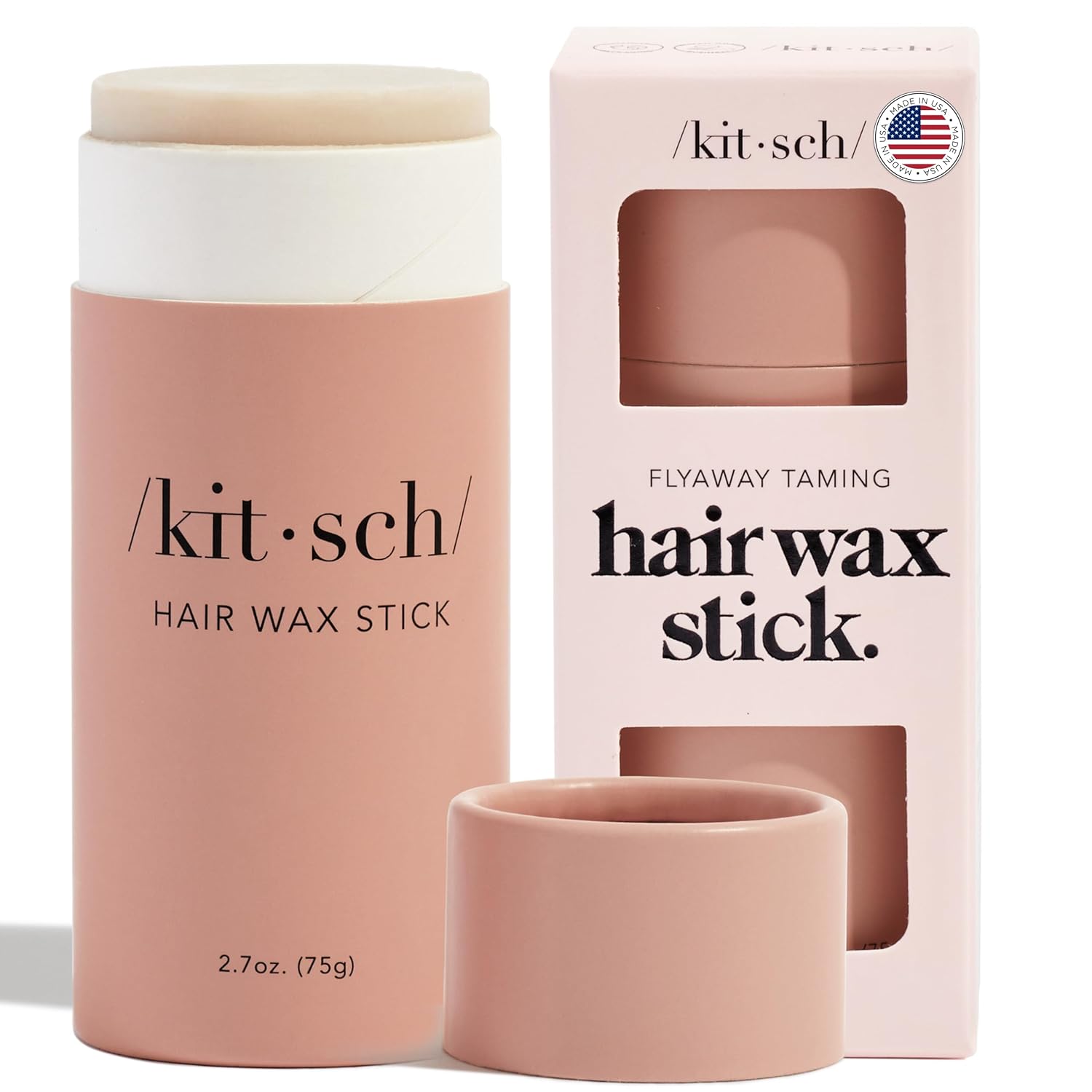 Kitsch Hair Wax Stick for Women & Men - Hair Slick Back Stick, Anti-Frizz and Fly Away Hair Tamer, No Residue Hair Finishing Stick for Flyaways, All Day Hold Styling Product for Smoothing Hair Strands