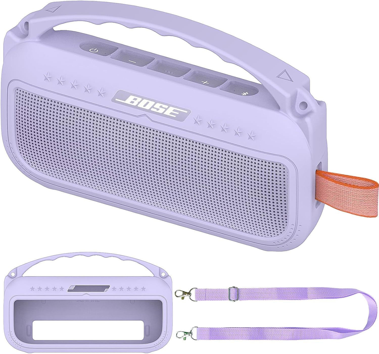 JCHPINE Silicone Cover Case for Bose SoundLink Flex Bluetooth Portable Speaker Accessories, Silicone Skin for Bose SoundLink Flex Speaker Shoulder Strap(Upgraded Purple Case)