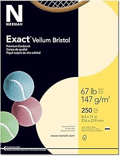 Neenah Exact Vellum Bristol Cardstock, 8.5" x 11", 67 lb/147 GSM, Ivory, 250 Sheets (81368)