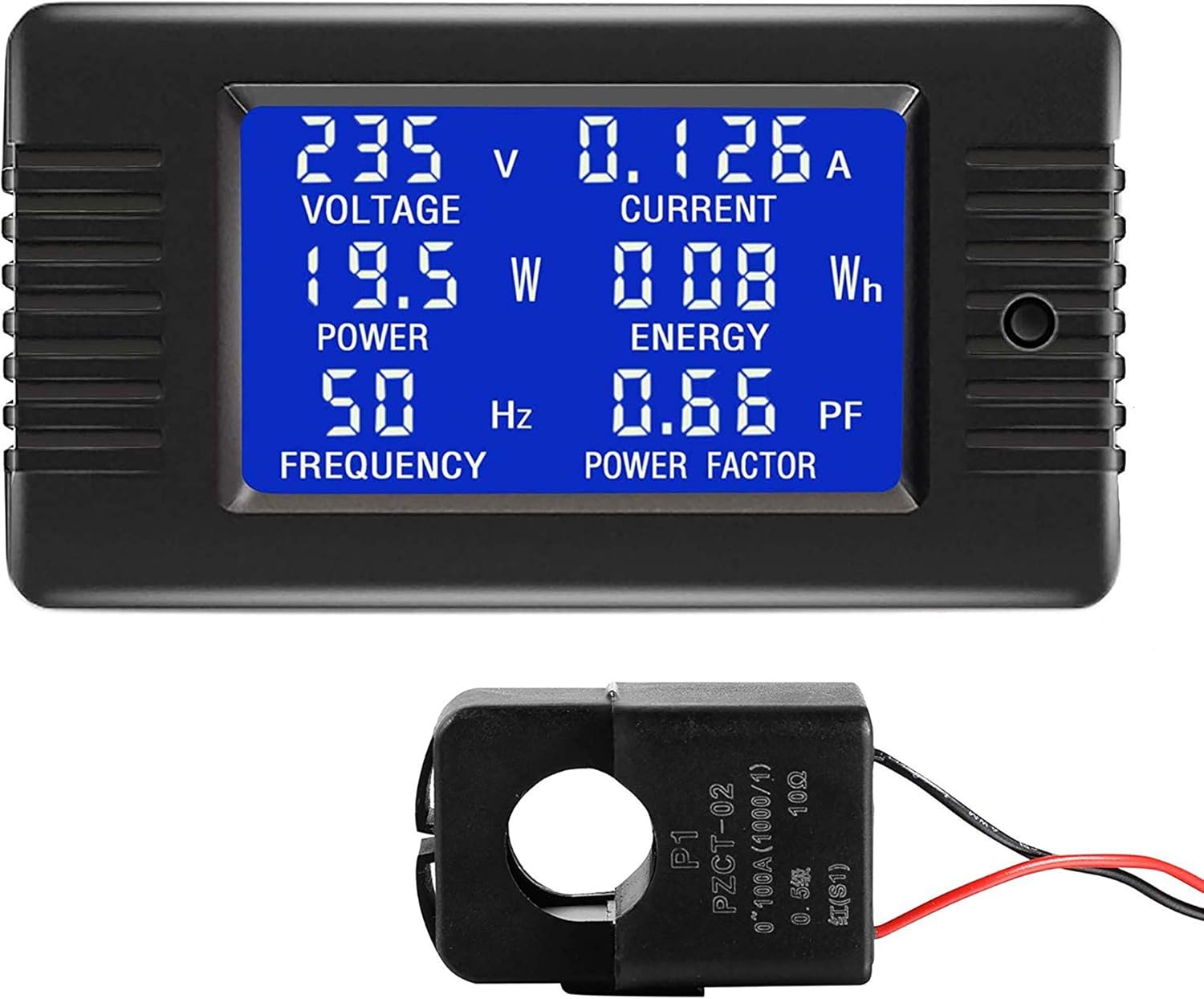 CrocSee AC 80-260V 100A CRS-022B LCD Display Digital Current Voltage Power Energy Frequency Power Factor Multimeter Ammeter Voltmeter with 100A Split Core Current Transformer
