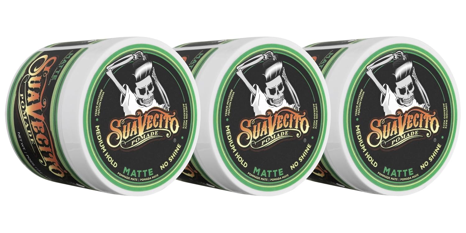 Suavecito Pomade Matte (No Shine) Formula 4 oz, 3 Pack - Medium Hold Hair Pomade For Men - Matte Hair Paste For Natural Texture Hairstyles
