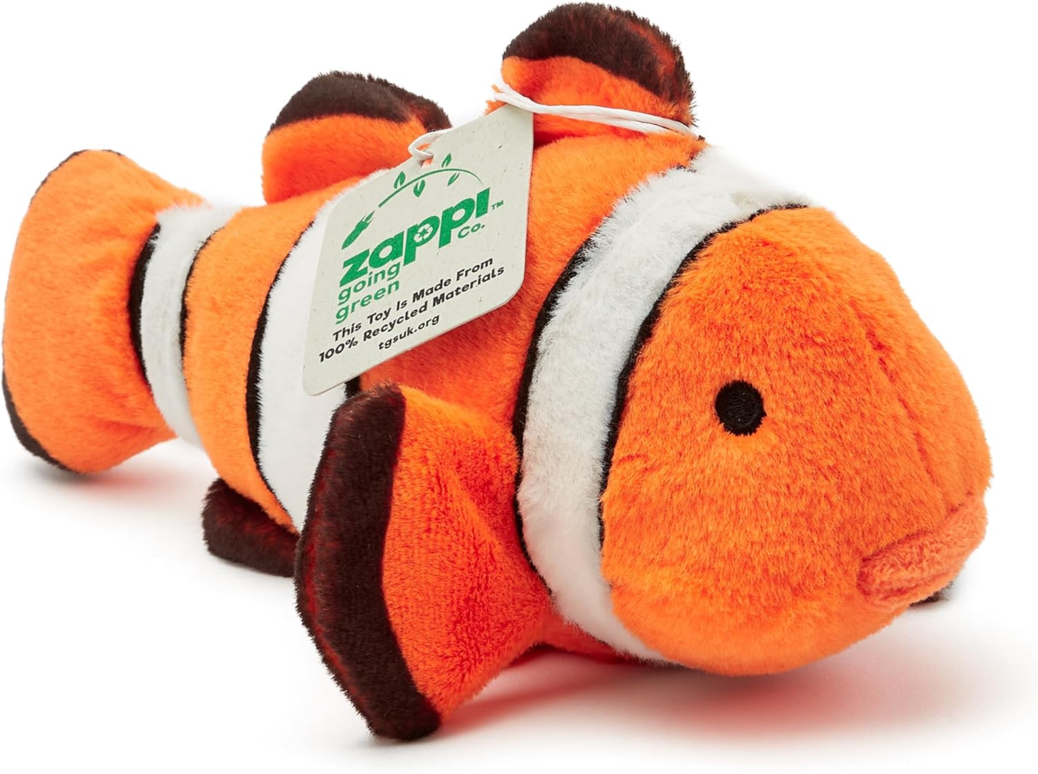 Zappi Co Ultra Soft Clown Fish Plush Toy (22 cm Length) - 100% Recycled, Eco-Friendly, Newborn Gift, Realistic Lifelike