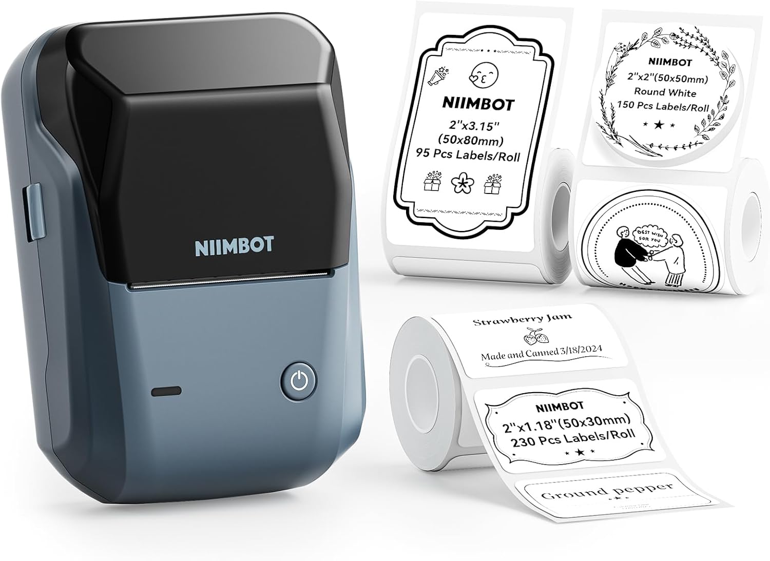 NIIMBOT B1 Label Maker with Tapes Set, 2 Inch Thermal Label Printer, Blue