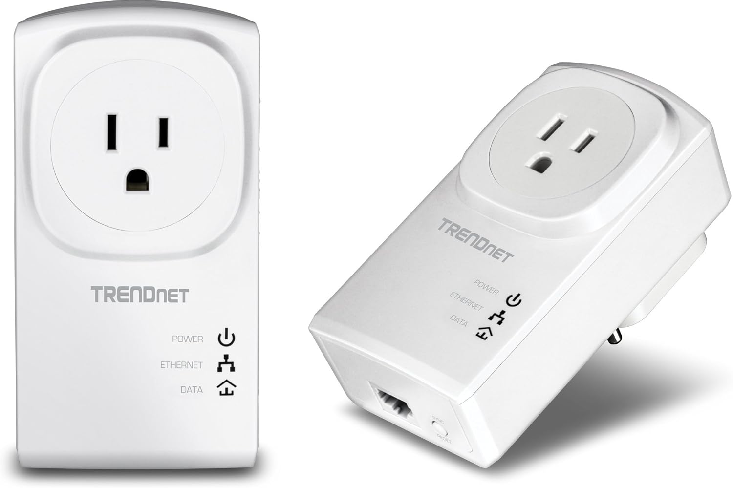 TRENDnet Powerline 500 AV Nano Adapter Kit with Built-in Outlet, Power Outlet Pass-Through, Includes 2 x TPL-407E Adapters, Plug & Play, Ideal for Smart TVs, Gaming, White, TPL-407E2K