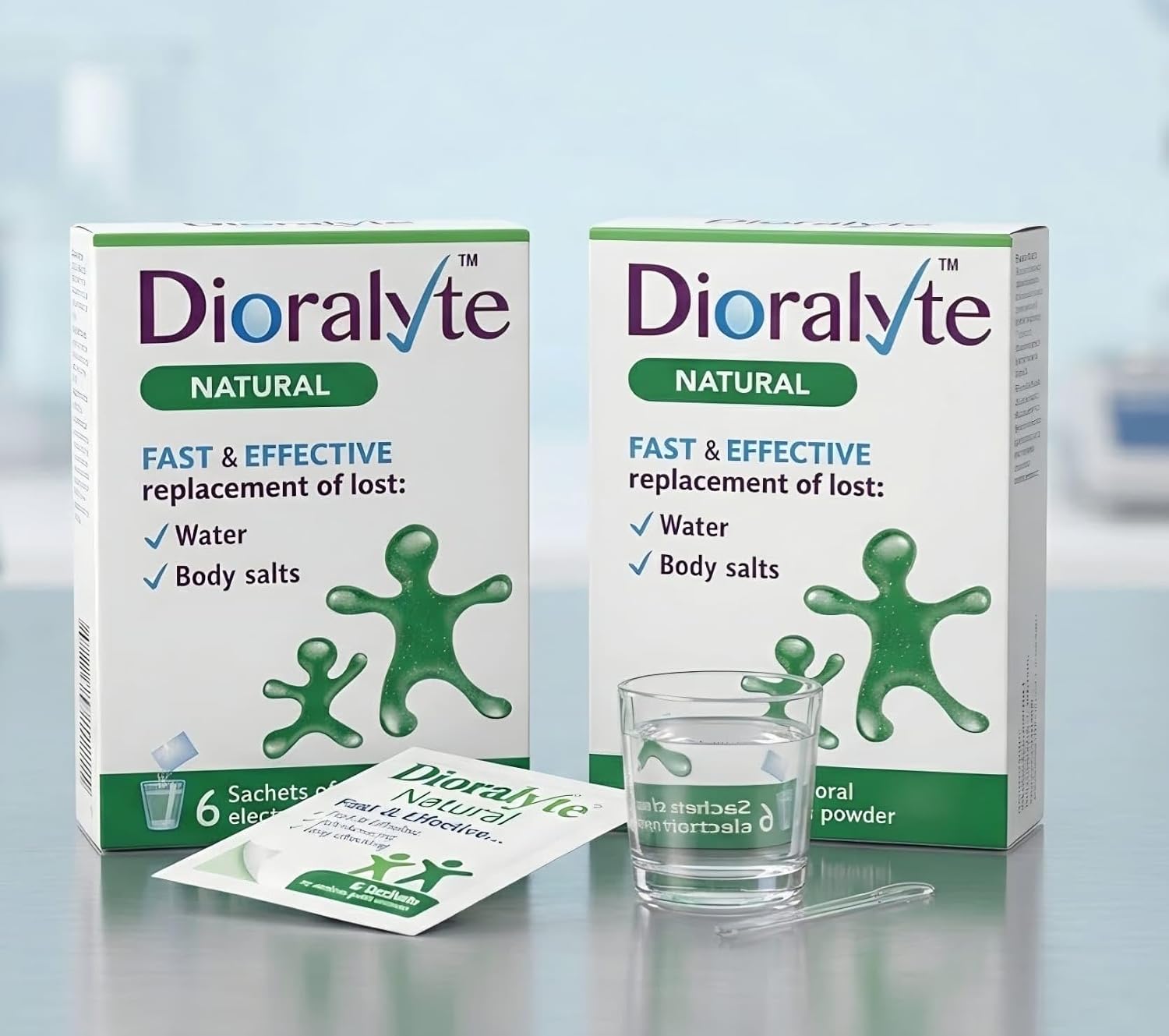 Dioralyte Natural 6 Sachets - 2 Packs of 6 Sachets | Rehydration salt