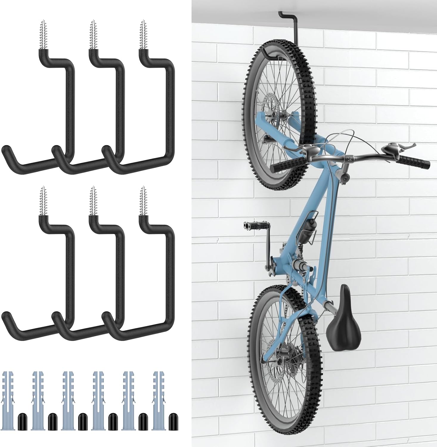 Housolution Screw in Bike Hooks, [6 Pack] 8-inch for Wall and Ceiling