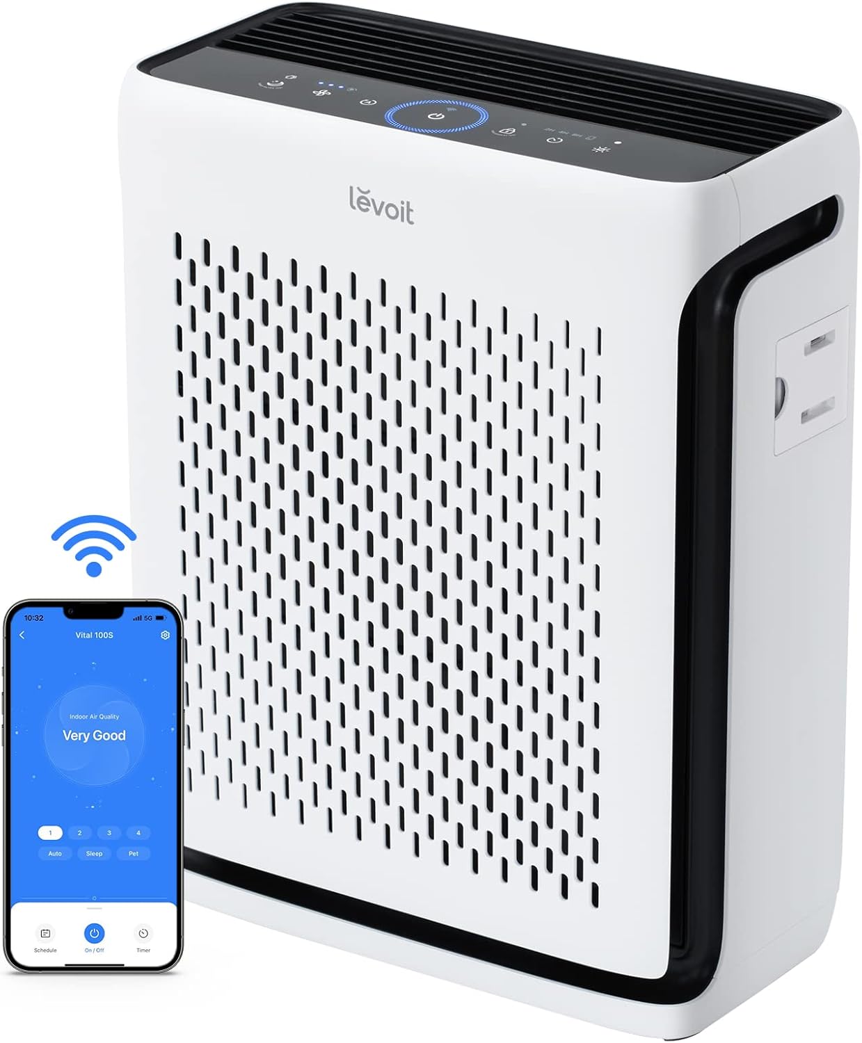 LEVOIT Smart HEPA Air Purifier for Bedroom Home 104m², Washable Filter, Pet Mode, Air Quality & Light Sensor, 23dB, Remove 99.97% of Allergens for Pet, Dust, Pollen, Smoke, Vital 100S