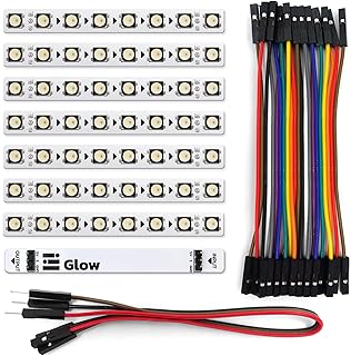 amomii Glow LED Strips - 8 Strips per Pack, Each with 8 WS2812 Individually Addressable, Daisy Chainable NEO RGB Pixels for Microcontrollers, Arduino, and Raspberry Pi Compatible