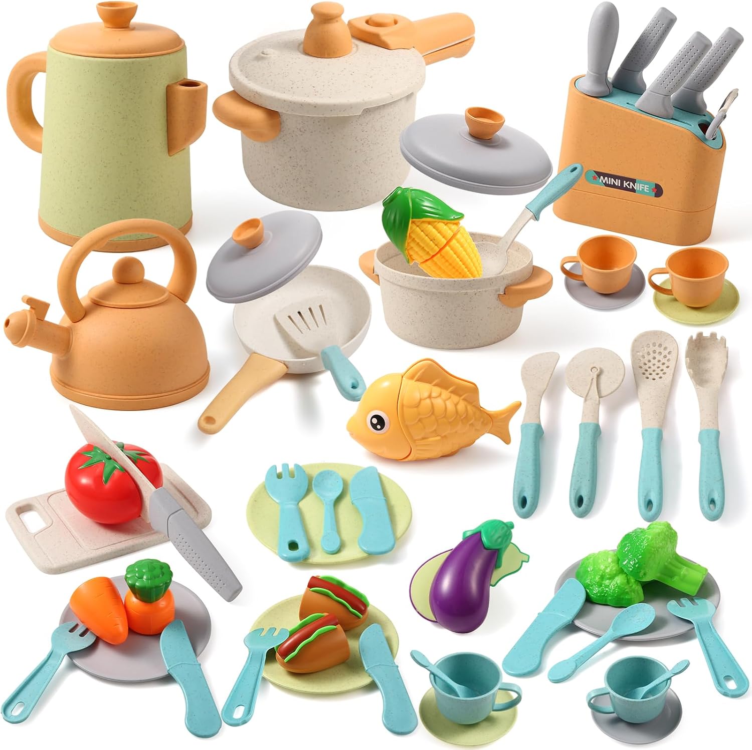 SLEMAKO Children's Outdoor Accessories - Mud Kitchen Play Set, Pot Set for Role Play, Gift for Children 3+
