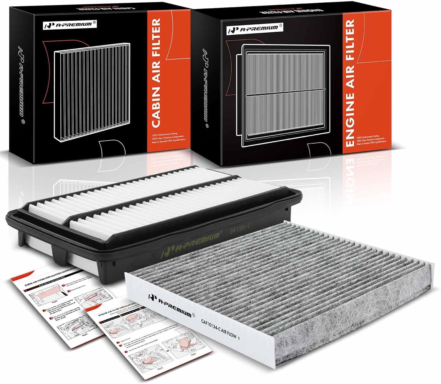 A-Premium 2-PC Engine & Cabin Air Filter with Activated Carbon Compatible with Honda Pilot 2016-2022, Passport 2019-2022, Ridgeline 2017-2022 & Acura MDX 2016-2020 3.5L, MDX 2017-2020 3.0L