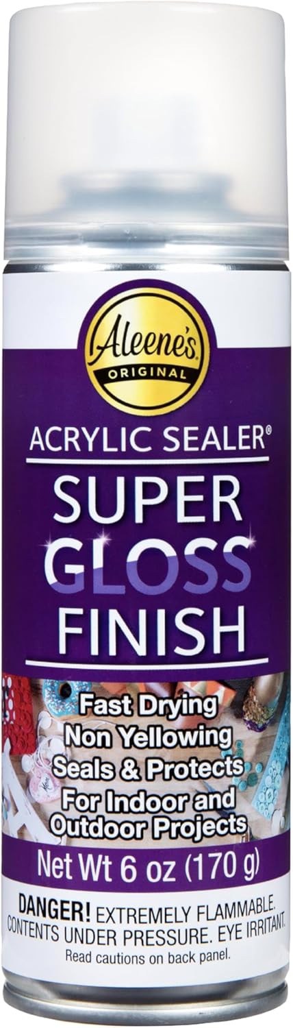 Aleene's Spray Acrylic Sealer, Super Gloss Clear Finish for DIY Crafts & Art Projects, Non-Yellowing, Fast Dry Time Super Glossy Finish 6 oz.