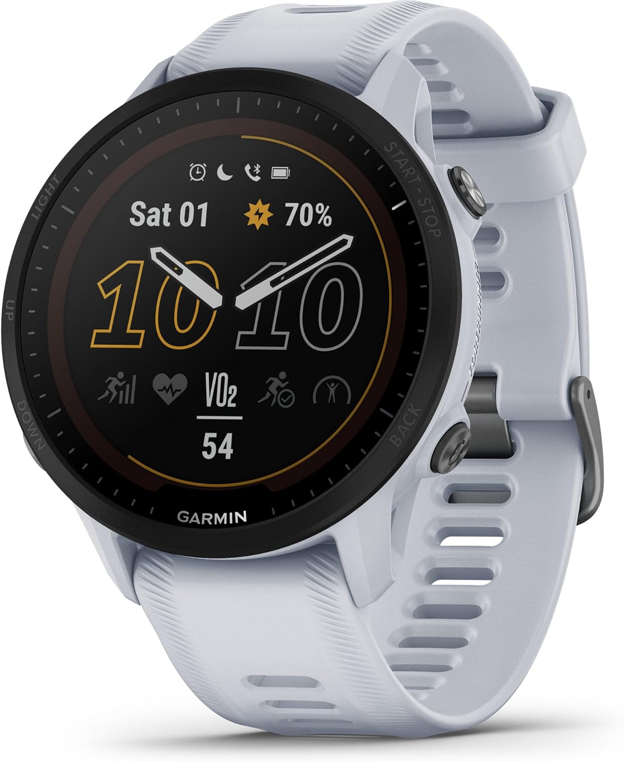 Garmin Forerunner® 955, GPS Running Smartwatch, Tailored to Triathletes, Long-Lasting Battery, Whitestone