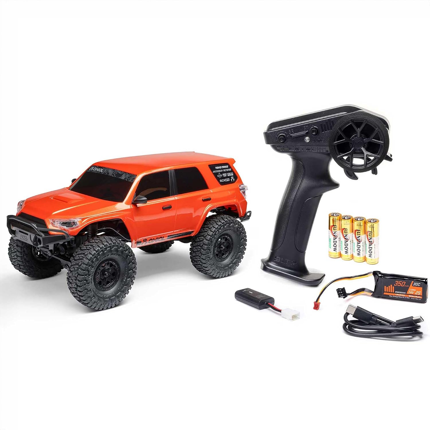 Axial RC Truck 1/24 SCX24 Toyota 4Runner 4X4 RTR Brushed Rock Crawler, RTR (Battery and Charger Included), Orange, AXI-2035T1