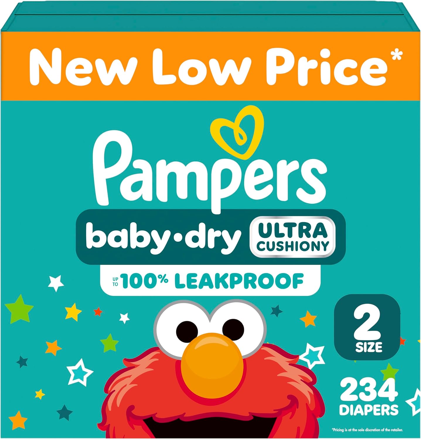 Pampers Baby Dry Ultra Cushiony Diapers, Size 2 (10-22 lbs), 234 Count, Up to 100% Leakproof (Packaging May Vary)