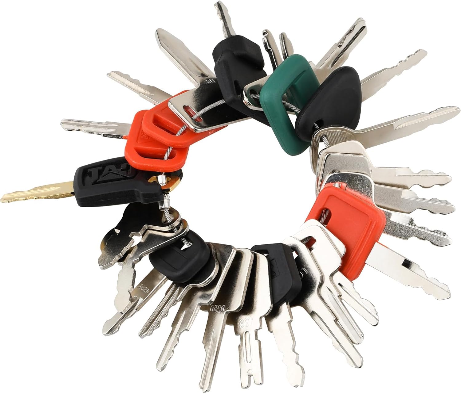 MACHSWON 25PCS Heavy Equipment Keys Master Set,Construction Ignition Keys Set for Cat Caterpillar Jo-hn Dee-re Case Bobcat JLG JCB Volvo Hyster For-d New Holland Yanmar Takeuchi Kubota Komatsu