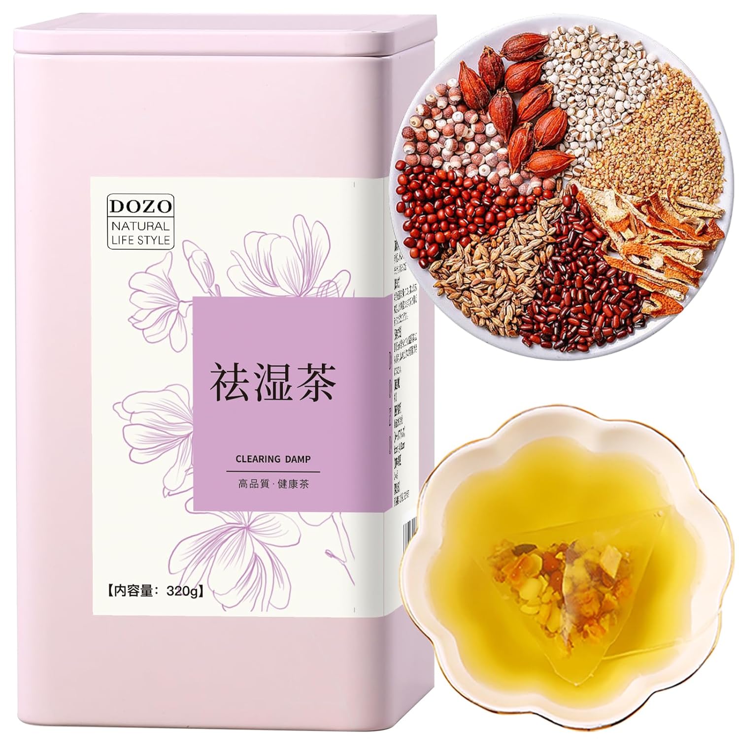 DOZO Dispelling Dampness Tea 11.28oz/320g (30bags) Shiqing tea Herbal Tea Health Tea Moisture removing tea Red Beans, Job's Tears, Barely, Gorgon 祛湿茶 去湿 赤小豆薏米芡实茶