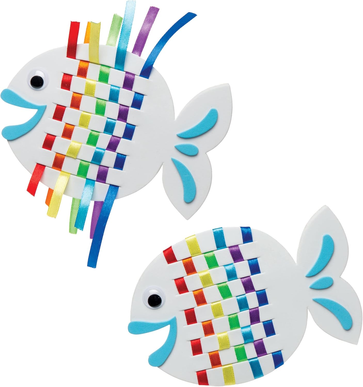 Baker Ross AR516 Rainbow Fish Kits (Pack of 6) -Arts and Crafts Kids Pack Weave Sets for Children, Assorted, 6 Pack