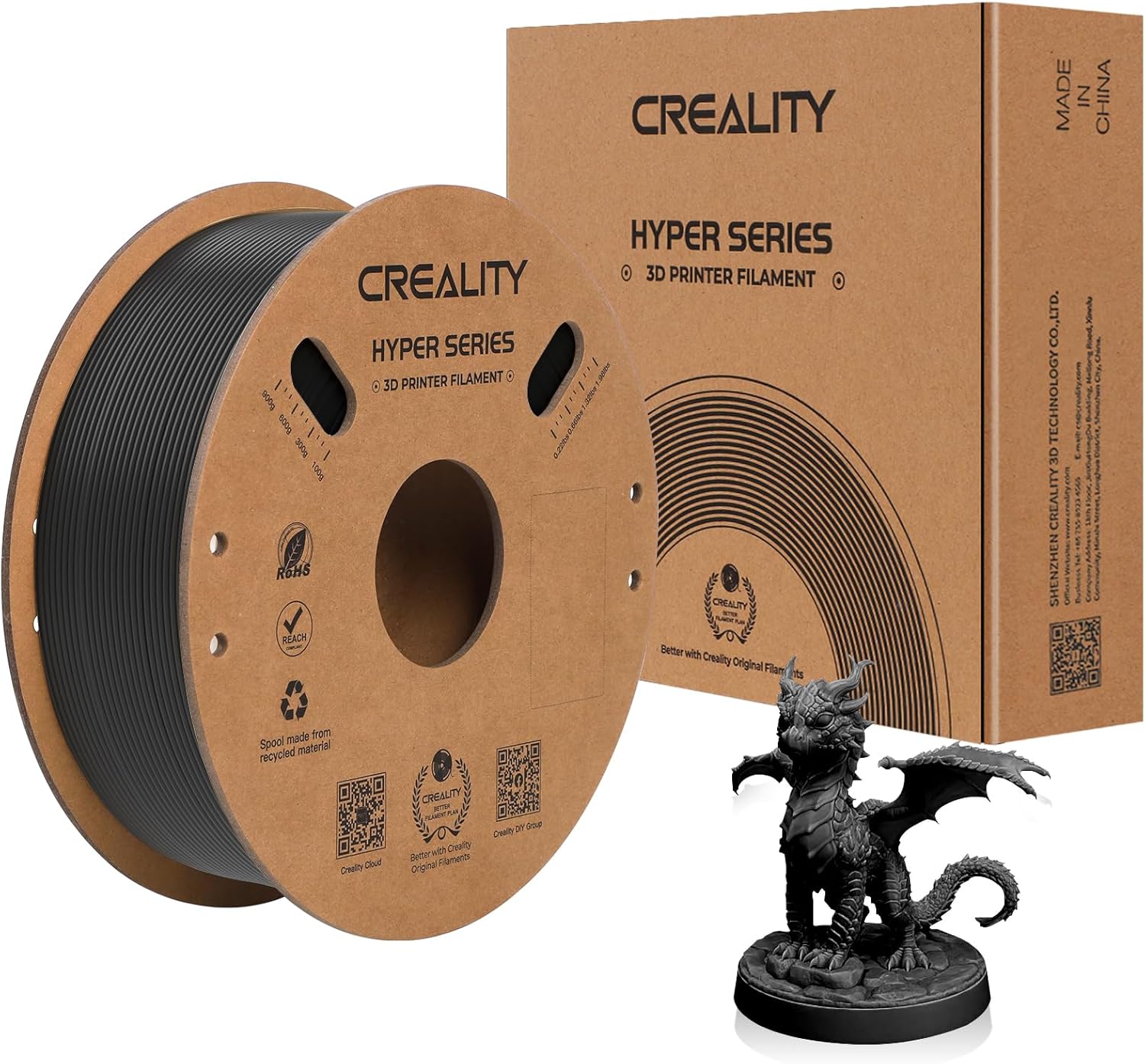 Official Hyper ABS Filament, Creality 3D Printer Filament 1.75mm for High-Speed Printing, Heat Resistant, Strong & Durable, Dimensional Accuracy +/- 0.03mm, 1kg /Spool, (Black)