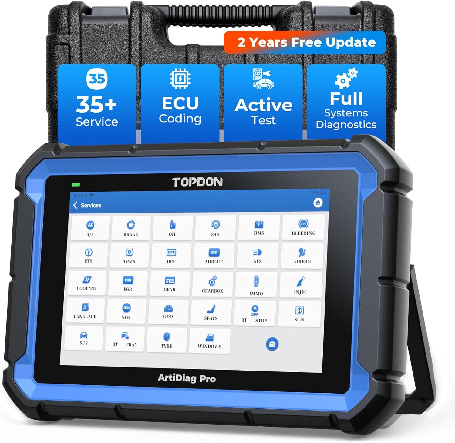 TOPDON ArtiDiag Pro Car Diagnostic Tool, Bi-Directional Control, ECU/Online Coding & OE-Level Full Systems Diagnosis for 100+ Brands, 35+Maintenance Services OBD2 Scanner, 2-Year Free Update