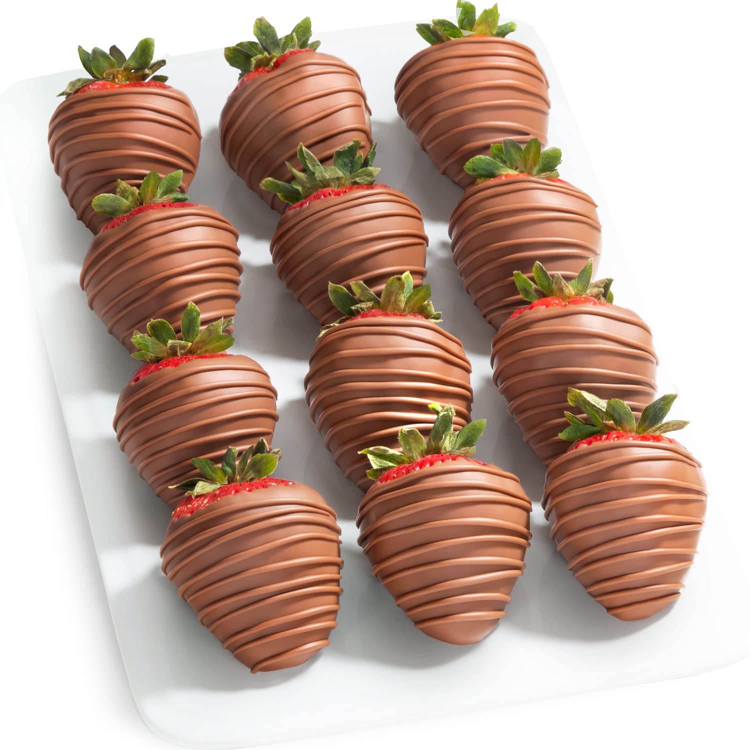 A Gift Inside 12 Milk Chocolate Covered Strawberries Gift Box, Fresh Chocolate Covered Strawberries, Gourmet Chocolate Dipped Strawberries Gift for Valentine's Day, Anniversary and Birthday