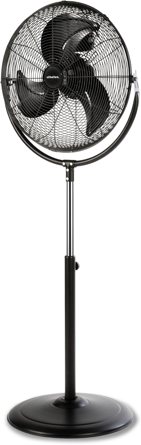 Schallen 18" 300° Rotation High Velocity Pedestal Floor Standing Air Cooling Fan in BLACK
