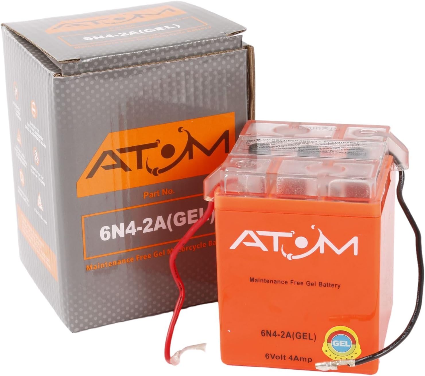 6N4-2A - Atom Gel Motorcycle Battery Factory Sealed 6V 4Ah