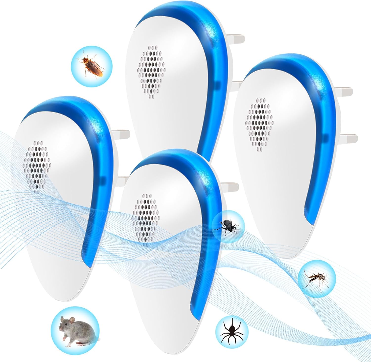 Ultrasonic Pest Repeller Plug-In 4 Pack– Effective Mouse Repellent, Mosquito Repellent, Rodent Deterrent and Insect Repellent – Ideal for Mice, Rats, Spiders and More