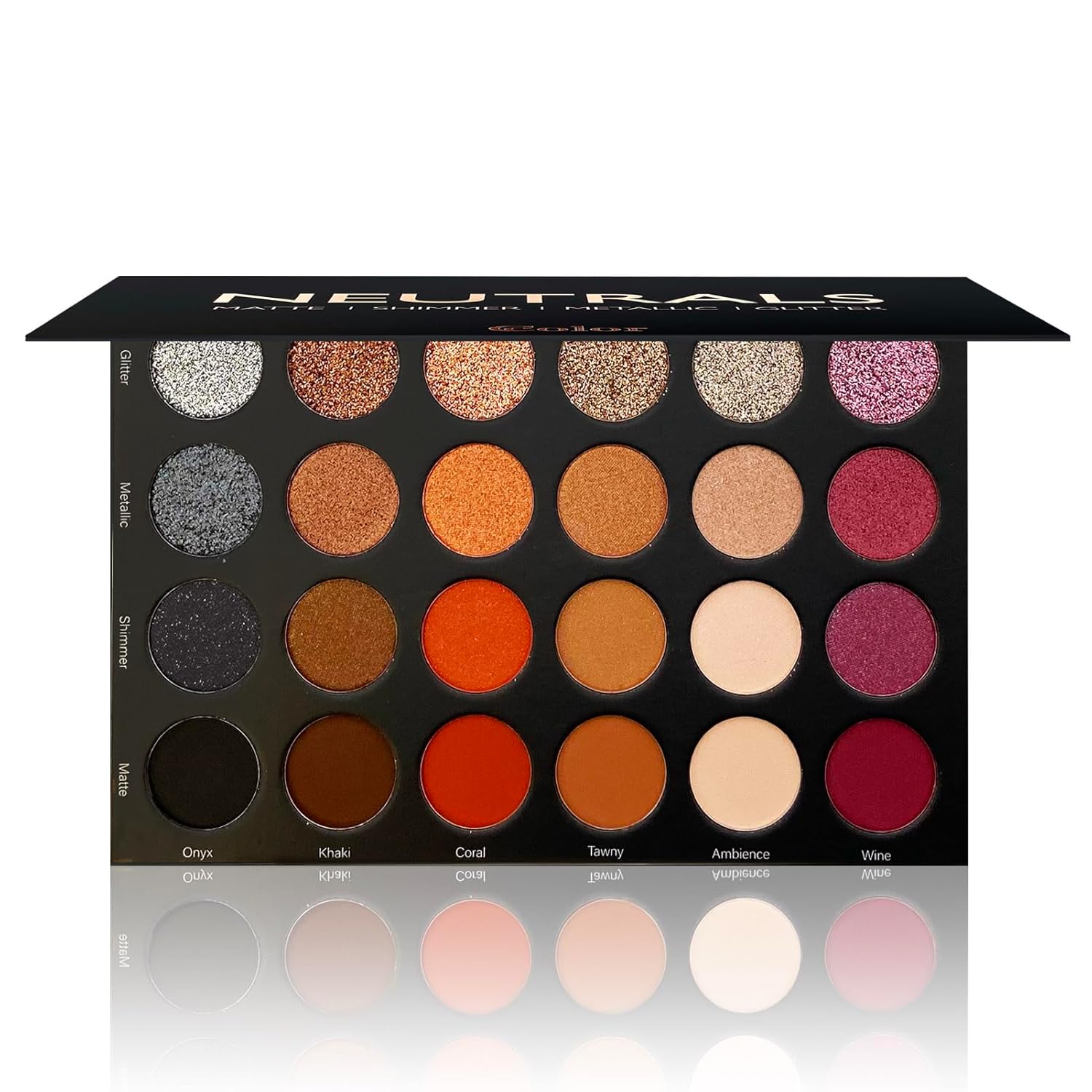 Ccolor Cosmeticss - Neutrals, 24-Color eyeshadow Palette Matte/Shimmer/Metallic.Glitter Finish, Highly Pigmented Eye shadow Makeup, Long- Wearing Eye Palette, Eye Makeup Kit with Easy-to-Blend Shades