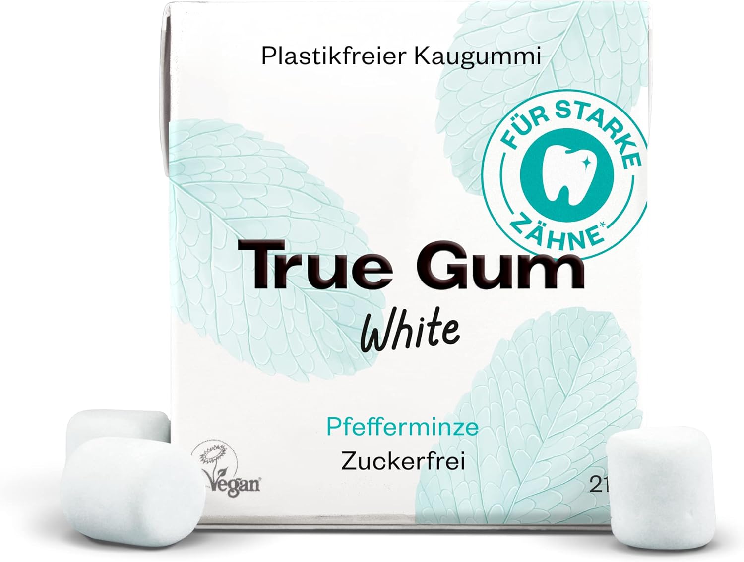 True Gum: WHITE/Plastic & Sugar Free Natural Chewing Gum/Biodegradable/Vegan / 21 g