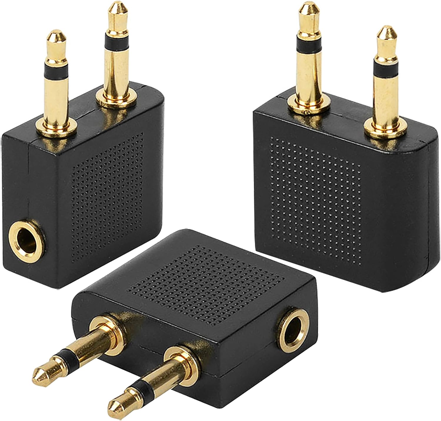IRYNA 3 Pack Airline Airplane Flight Adapters for Headphones, Gold Plated 3.5mm Male to 3.5mm Female Stereo Aux Jack Headphone Adapter Gold Plated