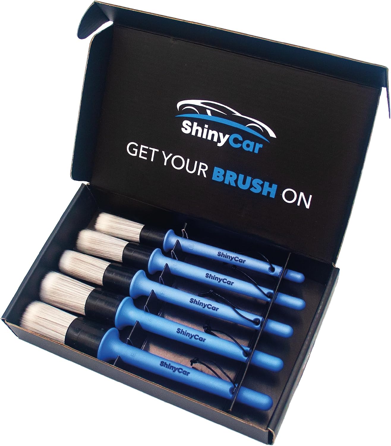 ShinyCar® UK 5x Ultra-Soft Detailing Brushes, Scratch-Free & Gentle | Extra Gentle on Paintwork, Alloys, Wheels & Interiors, Durable Premium Bristles, Ideal for Tight Areas, Gift-Ready Box