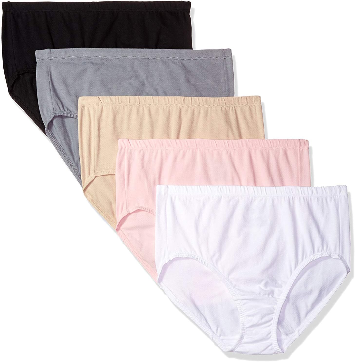Fruit Of The Loom Women's Plus-Size 5 Pack Fit For Me Breathable Brief, Assorted Color
