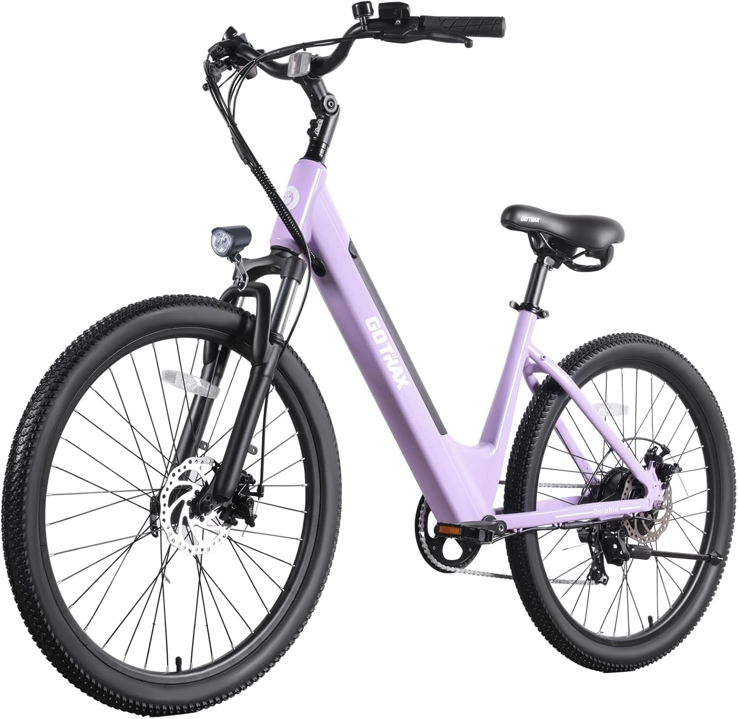 Gotrax Dolphin 26" Electric Bike, Max Range 30Miles(Pedal-assist1) & 20Mph Power by Peak 500W, 5 Pedal-Assist Levels & Front Suspension, 7-Speed&Boost Mode, City E-Bike for Adult, Step-Thru Bicycle