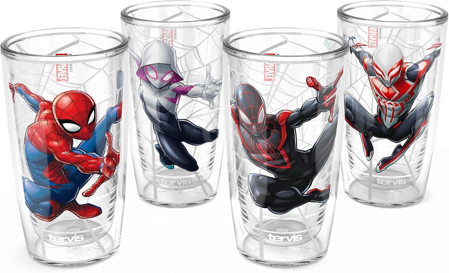 Tervis Marvel Spider-Man Web-Swinging Collection Insulated Tumbler, 16oz-4pk, Classic