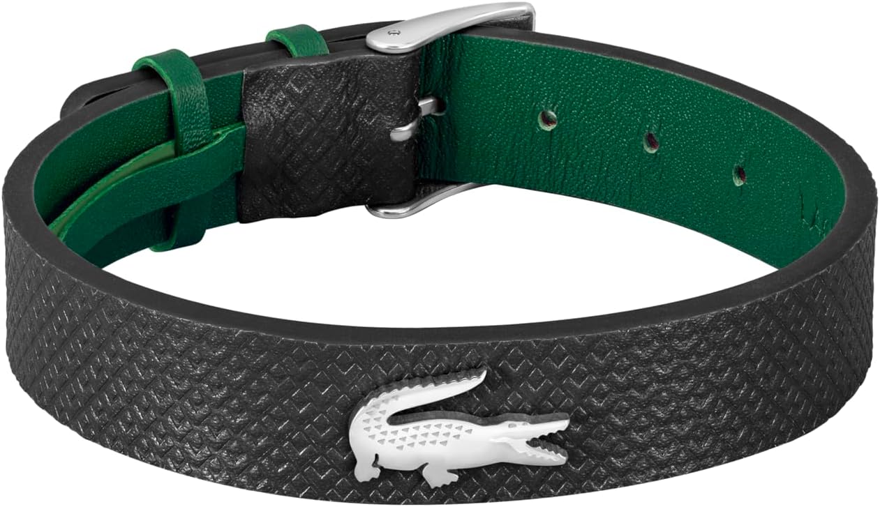 Lacoste.12.12 Leather Bracelet for Men - Easily Adjustable - Modern Design, Iconic Collection - Fashion Accessory - Gift for Him