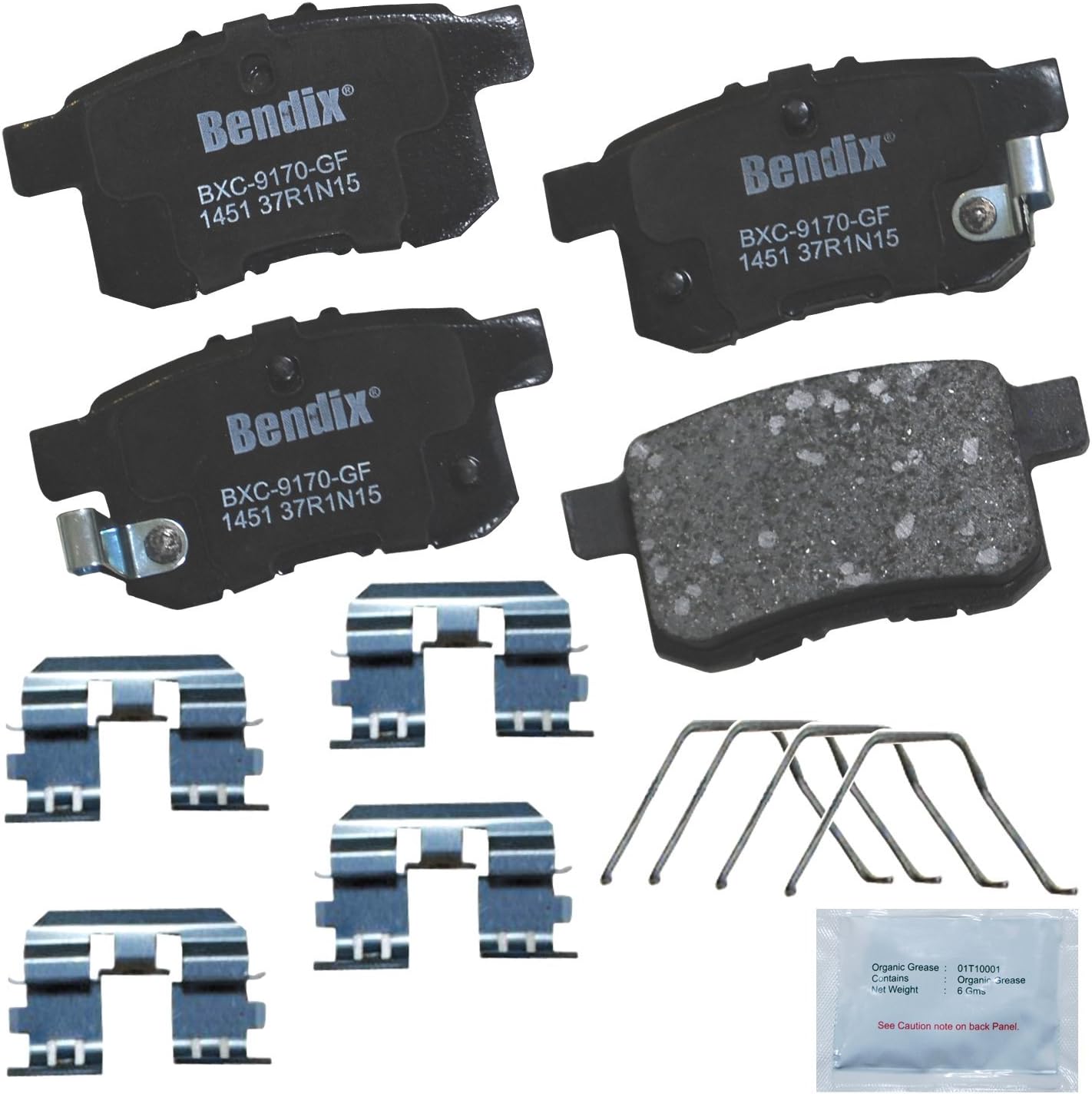 Bendix Priority1 CFC1451 Ceramic Rear Brake Pads for Acura TSX 2014-2009, Honda Accord 2017-2008