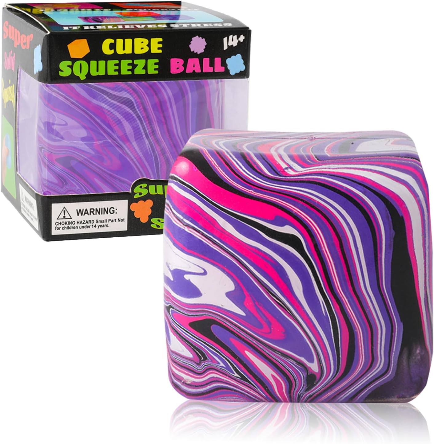 Stress Balls, Squishy Stress Cube for Kids Adults, Squishy Slow Rising Fidget Cube Sensory Toys for Anxiety Stress Relief, High Density Ice Squeeze Ball Cubes for Adults Kids. (Purple)