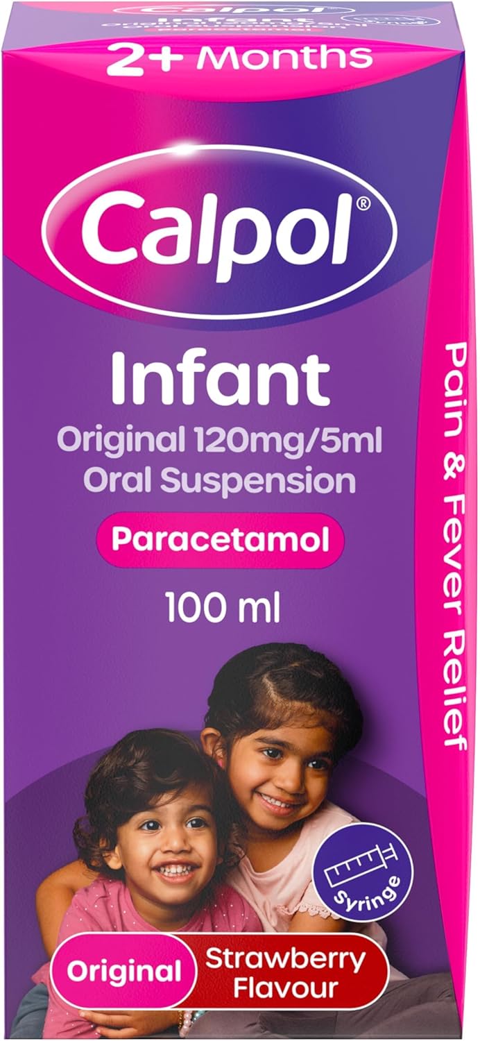 Calpol Infant Suspension, Paracetamol Medication, For 2+ Months, Strawberry Flavour, 100ml