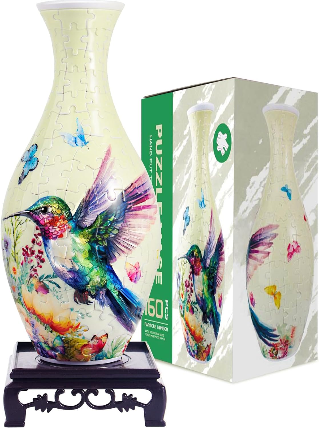 3D Puzzle Vase,160 Pieces 3D Puzzle Vase for Flowers,Unique Adult Crafts and Art,Great Gift for Women, Mother’Day Gifts, 3D DIY House Warming Gift for Flower Arrangements and Home Decor