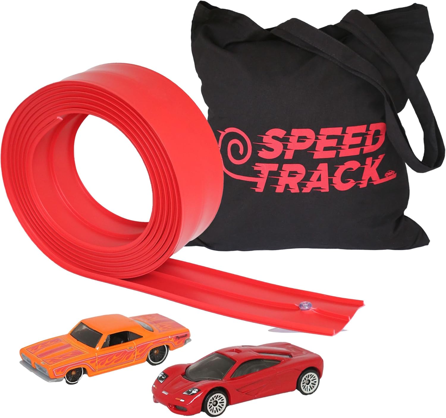 Speed Track 5m Flexible Toy Car Track with 2 Diecast Cars and Storage Bag - Indoor & Outdoor Flexible Car Race Track for Loops, Jumps, Ramps with Suction Cups for Windows, Doors Ideal for Boys, Girls