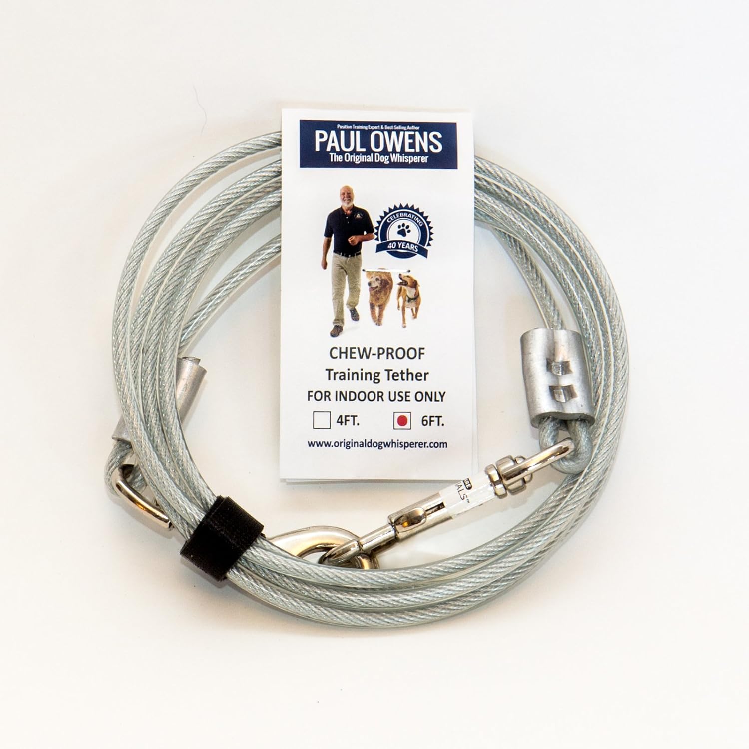 Paul Owens, The Original Dog Whisperer 6 Ft. Chew-Proof Training Tether for Dogs & Puppies